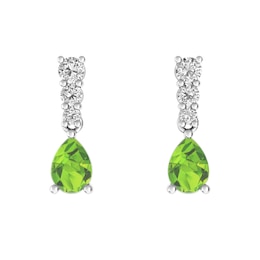 Peridot and White Topaz Fashion Earrings Sterling Silver