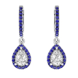 White Topaz and Sapphire Fashion Earrings Sterling Silver