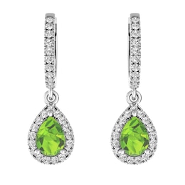 Peridot and White Topaz Fashion Earrings Sterling Silver