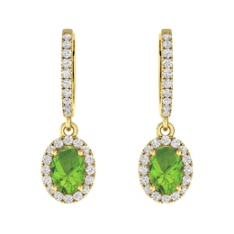 Peridot and White Topaz Fashion Earrings 10K Yellow Gold