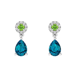 London Blue Topaz and Peridot Fashion Earrings Sterling Silver