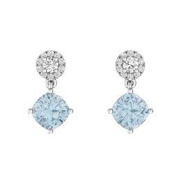 Aquamarine and White Topaz Fashion Earrings Sterling Silver