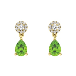 Peridot and White Topaz Fashion Earrings 10K Yellow Gold