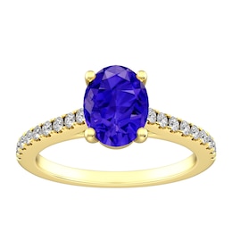 Tanzanite and White Topaz Fashion Ring 10K Yellow Gold