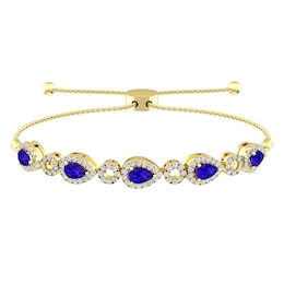 Tanzanite and White Topaz Fashion Bracelet 10K Yellow Gold