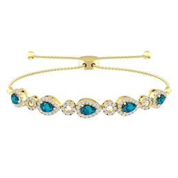 London Blue Topaz and White Topaz Fashion Bracelet 10K Yellow Gold