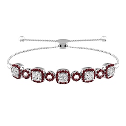 White Topaz and Garnet Fashion Bracelet Sterling Silver