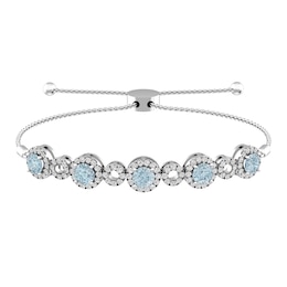 Aquamarine and White Topaz Fashion Bracelet Sterling Silver