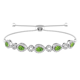 Peridot and White Topaz Fashion Bracelet Sterling Silver