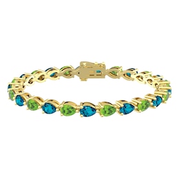 London Blue Topaz and Peridot Fashion Bracelet 10K Yellow Gold