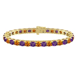 Citrine and Amethyst Fashion Bracelet 10K Yellow Gold