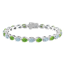 Aquamarine and Peridot Fashion Bracelet Sterling Silver