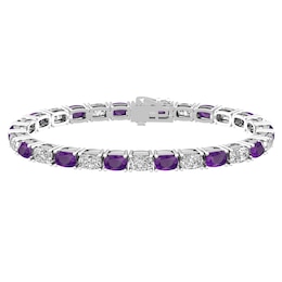 Amethyst and White Topaz Fashion Bracelet Sterling Silver