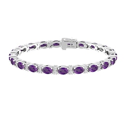 Amethyst and White Topaz Fashion Bracelet Sterling Silver