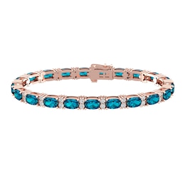 London Blue Topaz and White Topaz Fashion Bracelet 10K Rose Gold