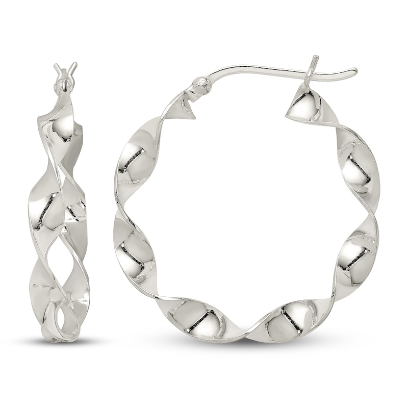 Twisted Hoop Earrings Sterling Silver 30mm