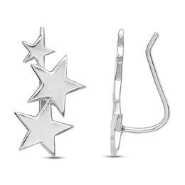 Graduating Stars Climber Earrings Sterling Silver