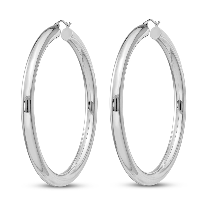 Main Image 2 of Round Hoop Earrings Sterling Silver 60mm