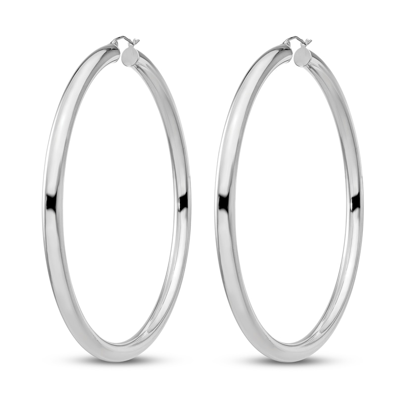 Main Image 2 of Round Hoop Earrings Sterling Silver 80mm