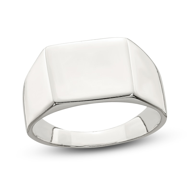 Solid Back Signet Ring Sterling Silver