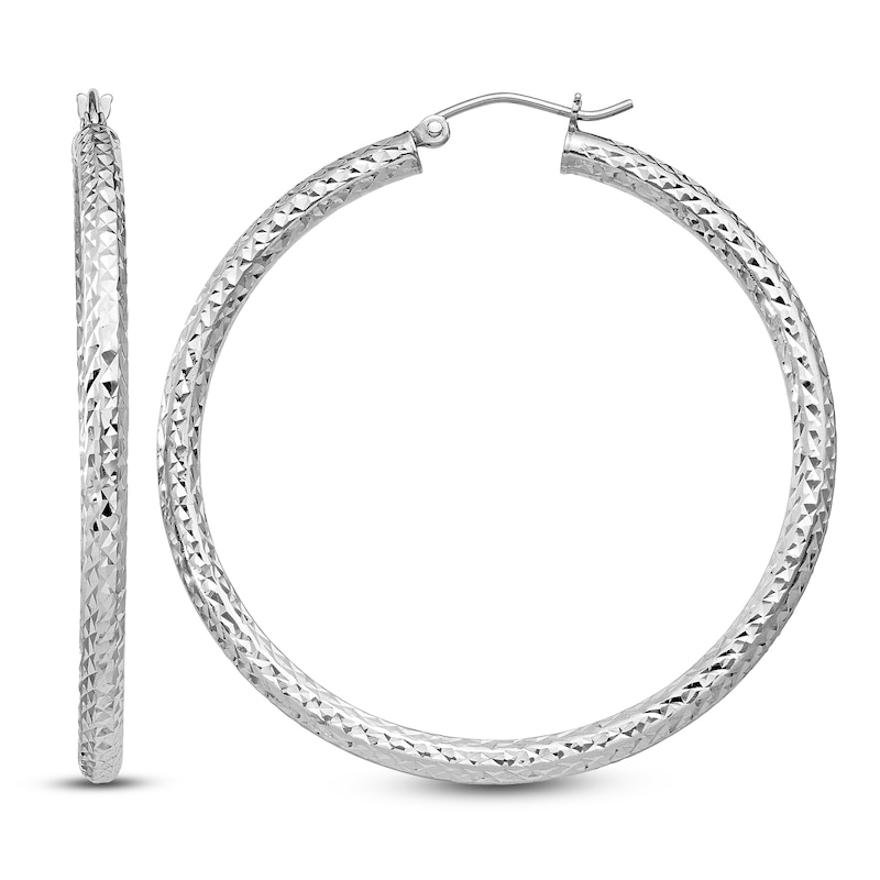 Diamond-Cut Hoop Earrings Sterling Silver 45mm