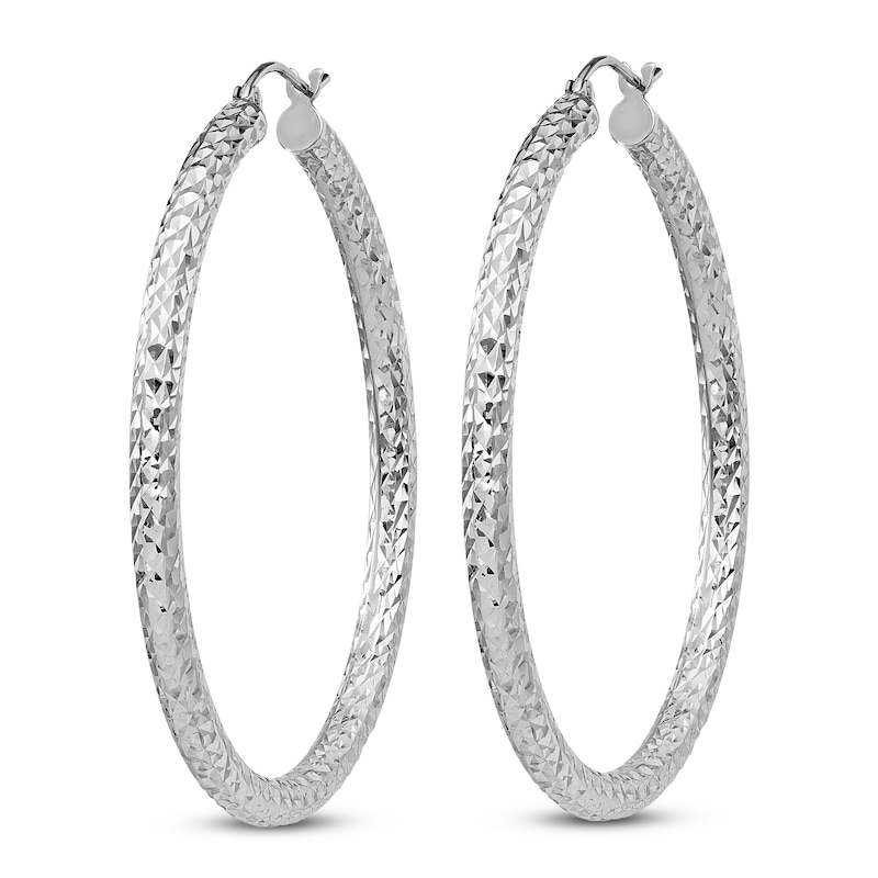 Diamond-Cut Hoop Earrings Sterling Silver 45mm