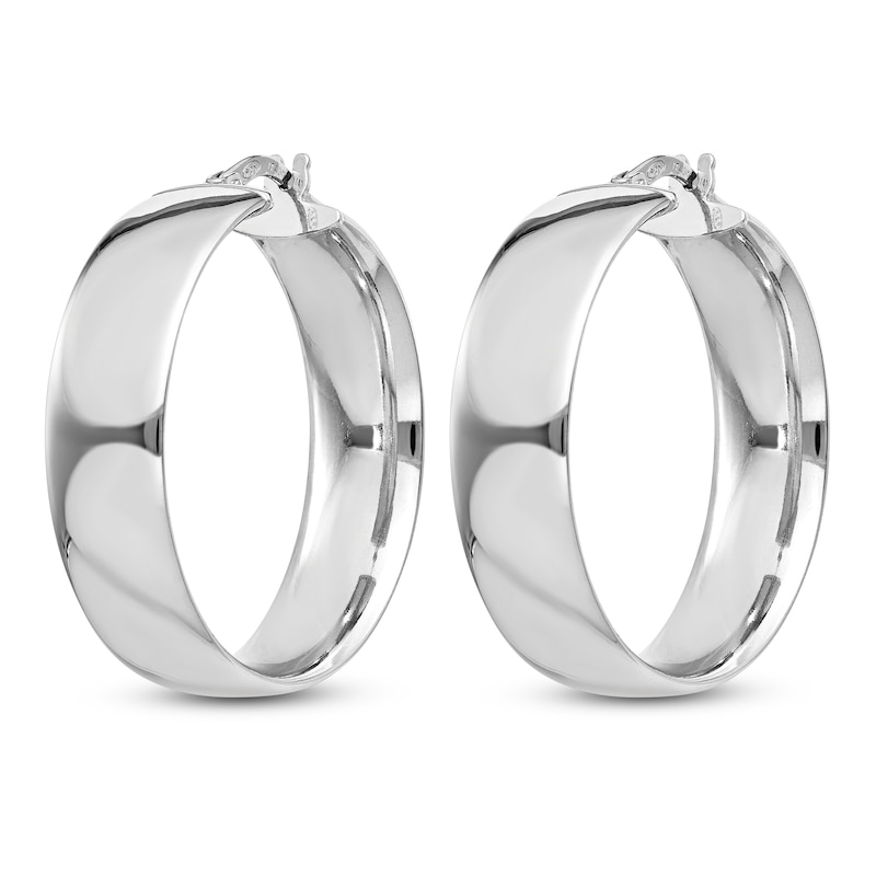 Main Image 2 of Polished Wide Hoop Earrings Sterling Silver