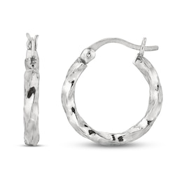 Twisted Hoop Earrings Sterling Silver 15mm