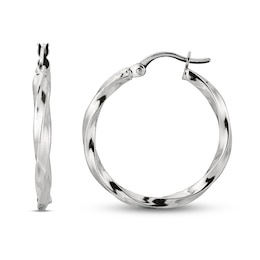 Twisted Hoop Earrings Sterling Silver 25mm