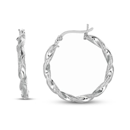 Twisted Hoop Earrings Sterling Silver 20mm