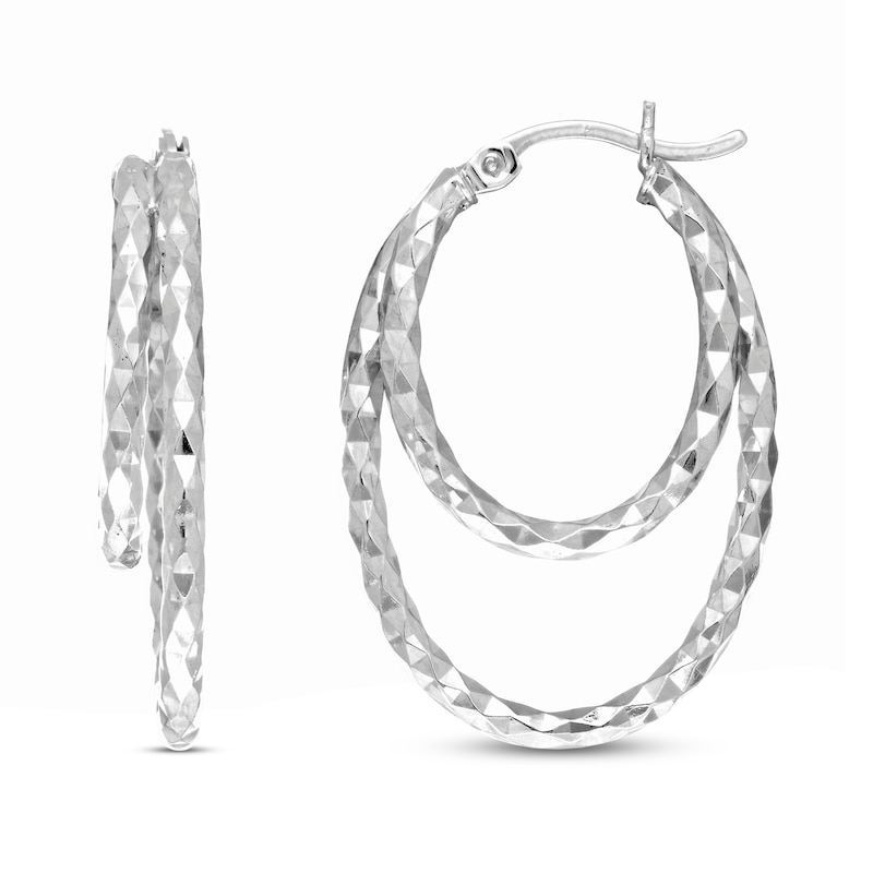 Diamond-Cut Hoop Earrings Sterling Silver