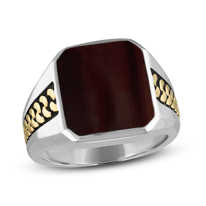 Main Image 1 of 1933 by Esquire Men's Natural Chalcedony Ring Sterling Silver/14K Yellow Gold-Plated