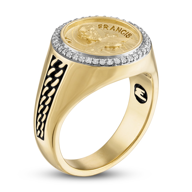 Main Image 2 of 1933 by Esquire Men's Saint Francis Diamond Ring 1/5 ct tw Round 14K Yellow Gold-Plated Sterling Silver