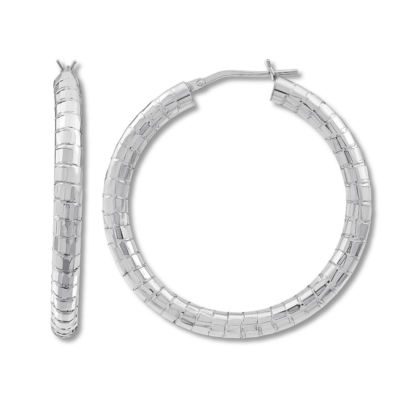 Round Tube Hoop Earrings Sterling Silver