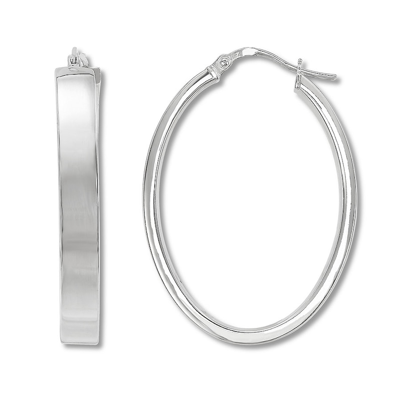 Oval Hoop Earrings Sterling Silver