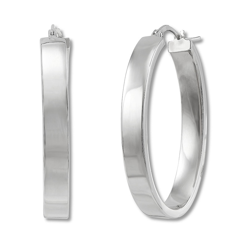 Main Image 2 of Oval Hoop Earrings Sterling Silver