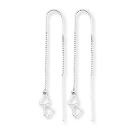 Heart Threader Earrings Sterling Silver