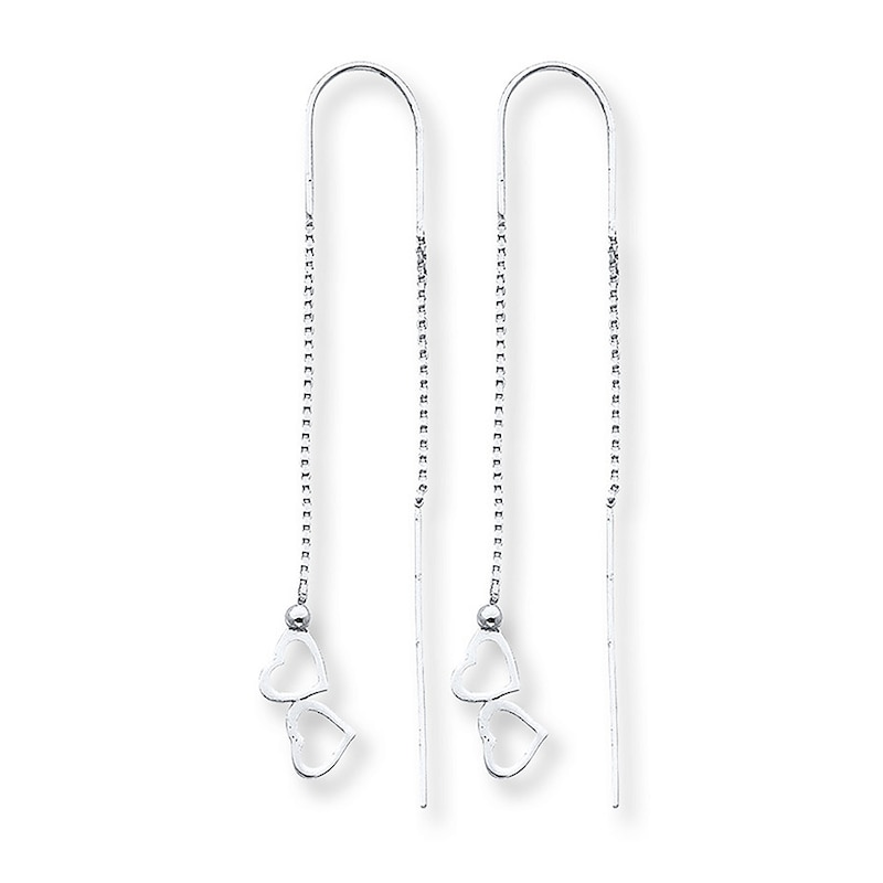 Main Image 1 of Heart Threader Earrings Sterling Silver