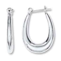 Oval Hoop Earrings Sterling Silver