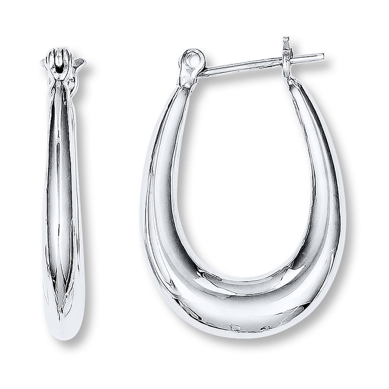 Oval Hoop Earrings Sterling Silver