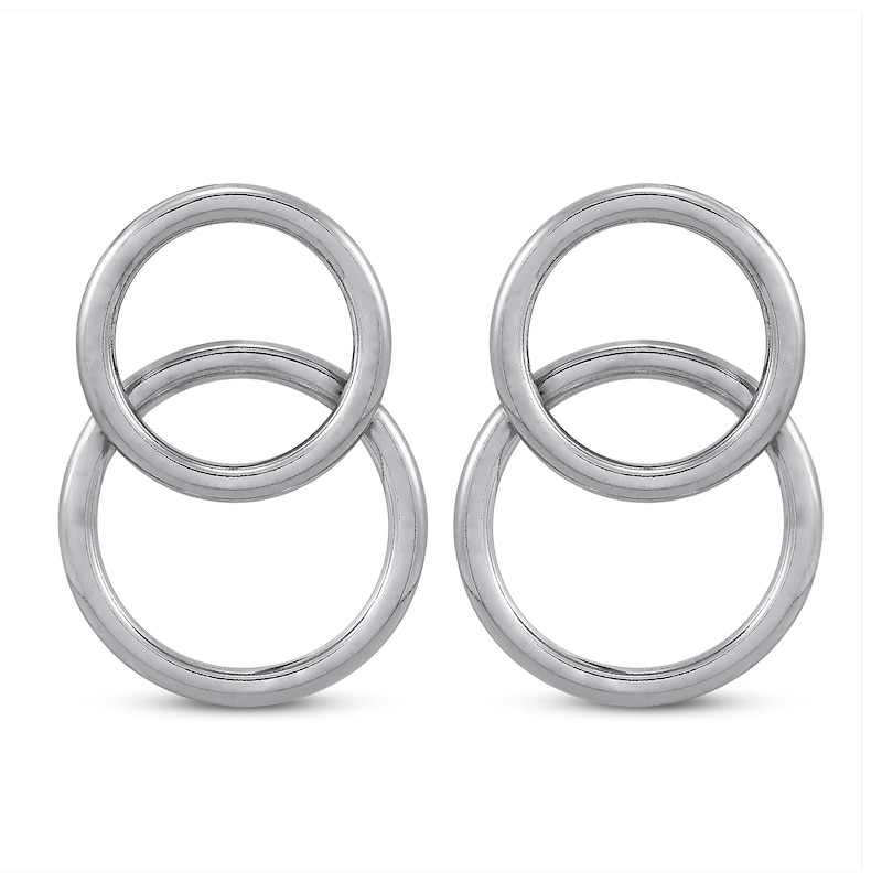 Double Circle Stud Earrings Sterling Silver