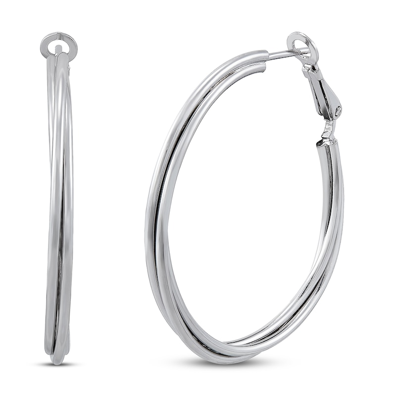 Crossover Hoop Earrings Sterling Silver