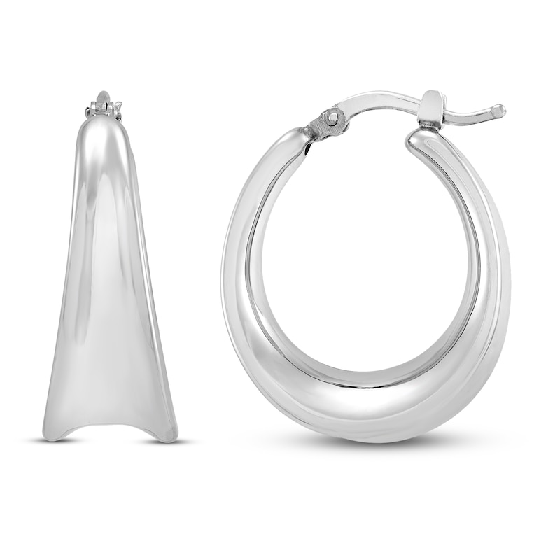 Main Image 2 of Oval Hoop Earrings Sterling Silver