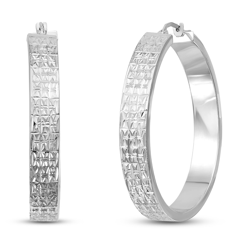 Diamond Cut Hoop Earrings Sterling Silver