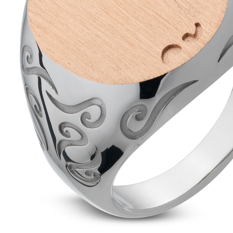 Main Image 2 of Marco Dal Maso Men's Ara Signet Ring Sterling Silver/18K Ring Rose Gold