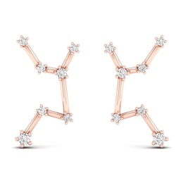 Diamond Virgo Constellation Earrings 1/8 ct tw Round 14K Rose Gold