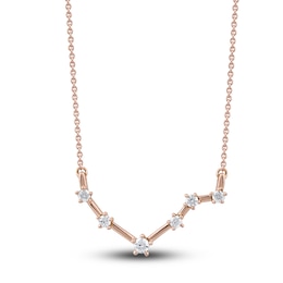 Diamond Libra Constellation Pendant Necklace 1/6 ct tw Round 14K Rose Gold