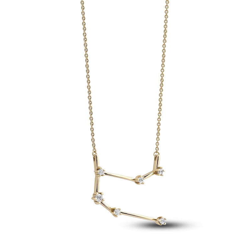 Main Image 2 of Diamond Gemini Constellation Pendant Necklace 1/6 ct tw Round 14K Yellow Gold