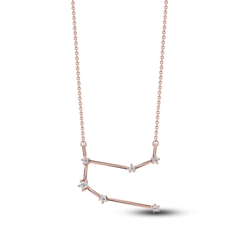 Main Image 1 of Diamond Gemini Constellation Necklace 1/6 ct tw Round 14K Rose Gold