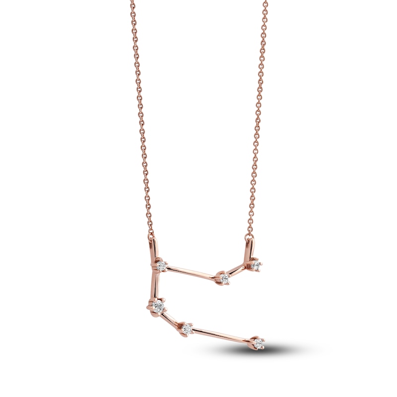 Main Image 2 of Diamond Gemini Constellation Pendant Necklace 1/6 ct tw Round 14K Rose Gold